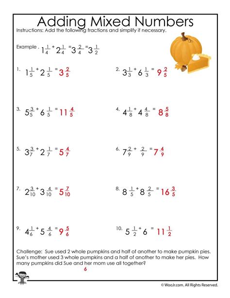 mixed number addition problems