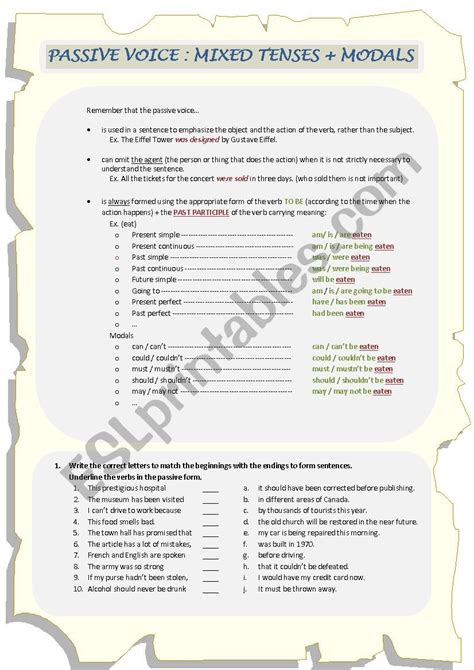 mixed passive voice exercises with answers