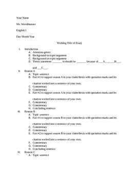 mla argumentative essay outline example