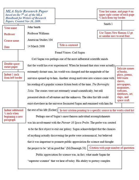 mla citation style example in research