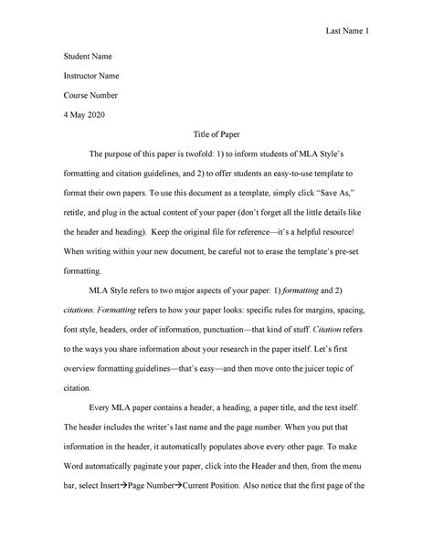 mla format abstract template