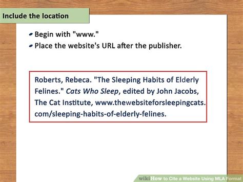 mla format cite website in text