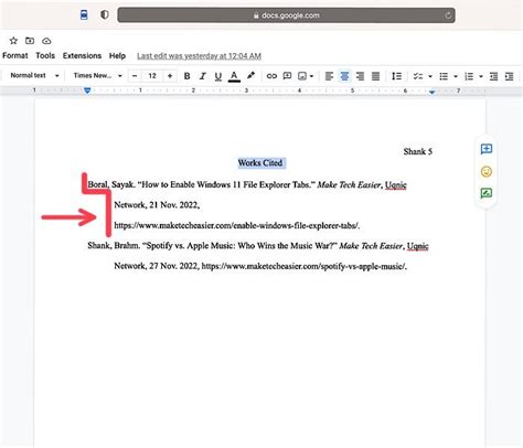 mla format google docs indent