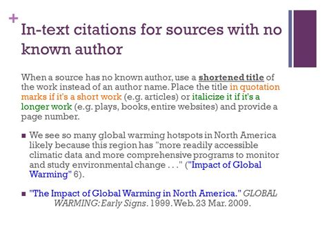 mla in text citation if there is no author example