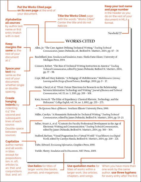 mla works cited example in paper