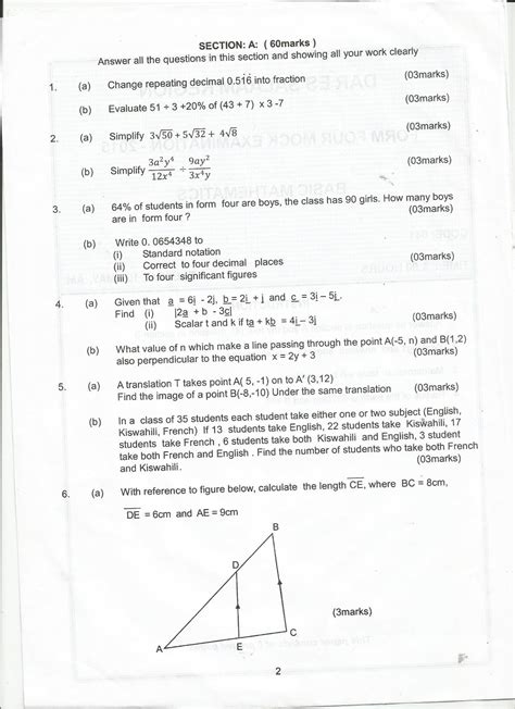 mock exam 2022 questions and answers mathematics