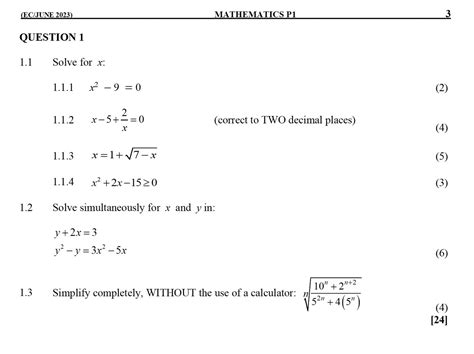 mock exam questions and answers 2023 mathematics pdf download