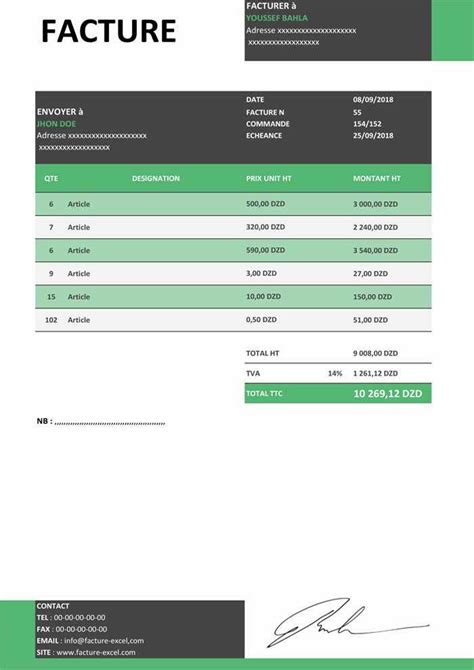 modèle de facture excel algerie