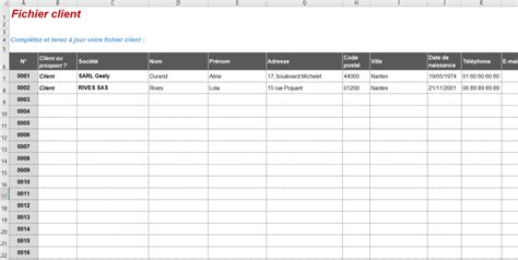 modèle fichier client excel gratuit
