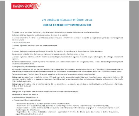 modèle règlement intérieur cse cgt