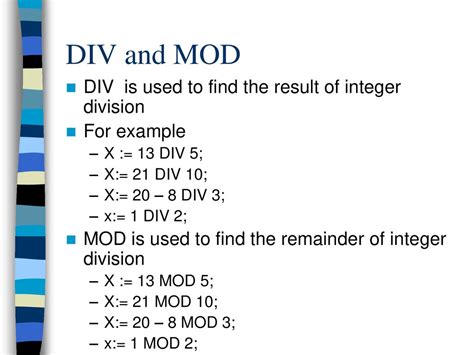 mod vs div