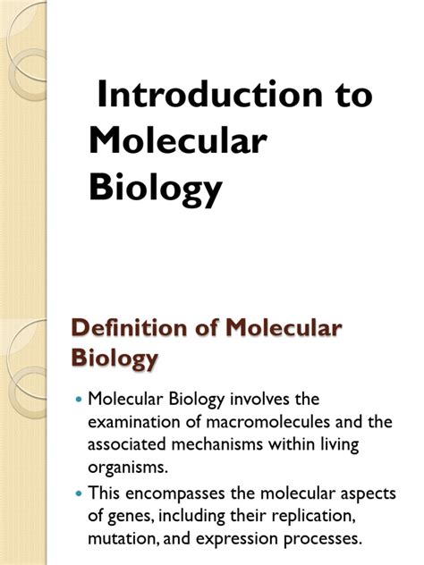 molecular biology definition pdf