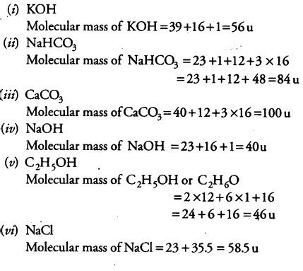 molecular mass calculation questions class 9