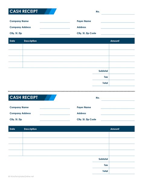 money receipt format in excel