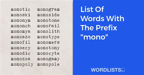 mono root words examples