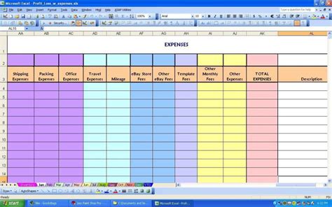 monthly expense sheet excel template
