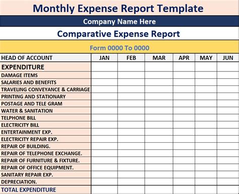 monthly expenses report format in excel