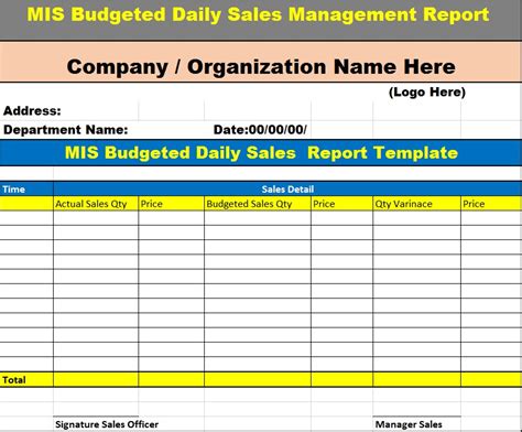 monthly mis report format in excel free download with formula