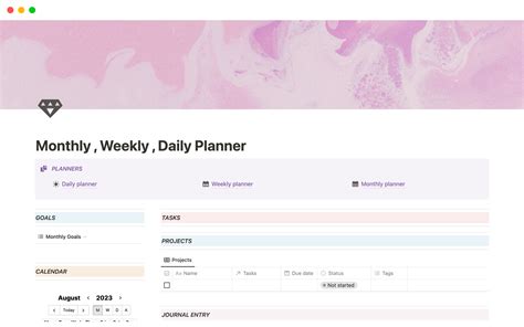 monthly weekly daily planner notion