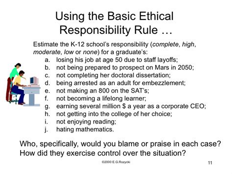 moral responsibility examples for students in school