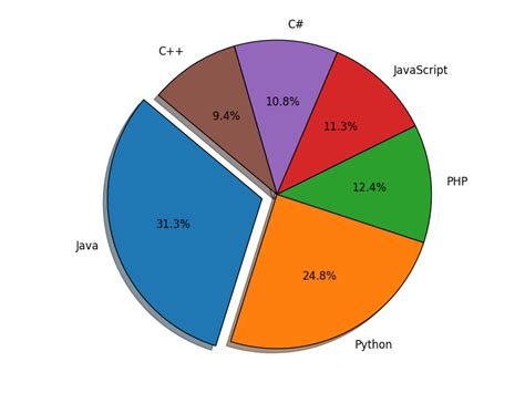 most popular programming languages pie chart