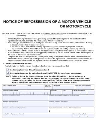 motorcycle repossession notice