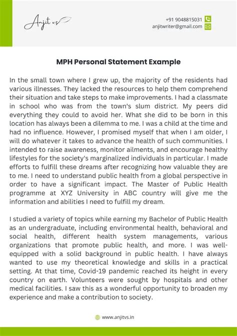 mph personal statement examples reddit