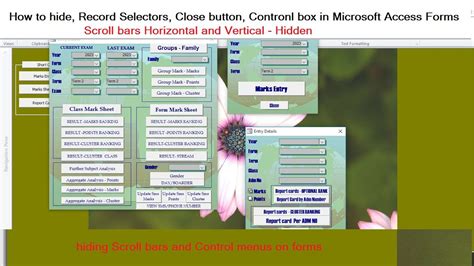 ms access subform hide record selector