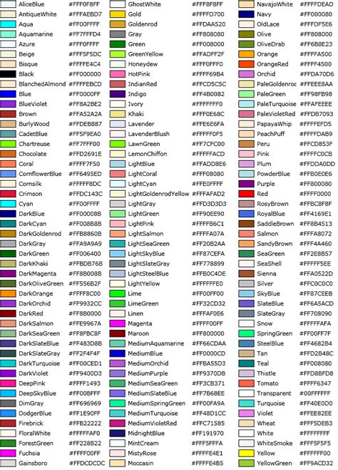 ms colour code