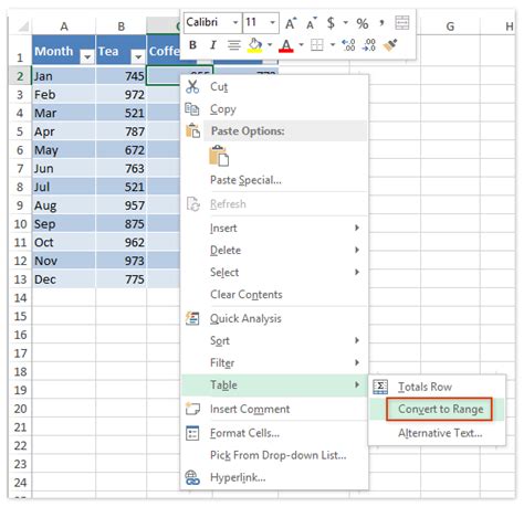 ms excel clear table formatting