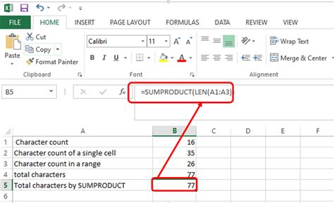 ms excel count number of characters in a cell