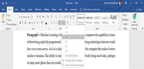 ms word line spacing