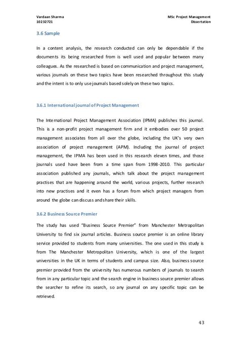 msc management dissertation examples