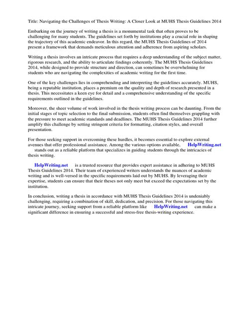 muhs guidelines for thesis writing