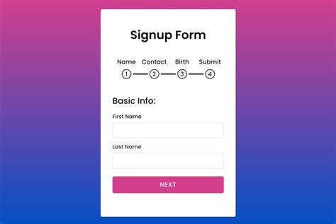 multi step form example codepen