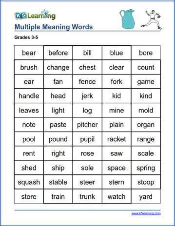 multi words examples list