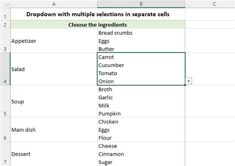 multiple choice in excel cell