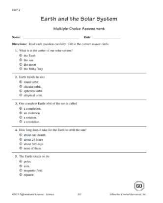 multiple choice questions for grade 5 science