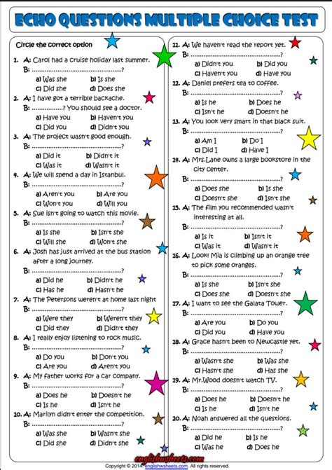 multiple choice questions with answers for english grammar