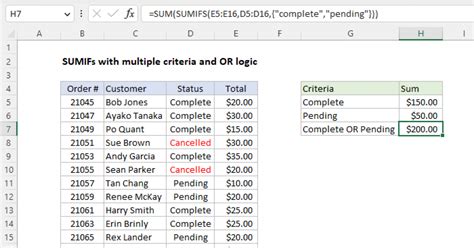 multiple criteria function in excel