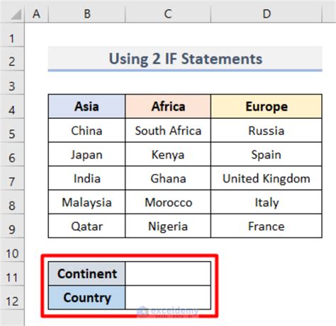 multiple if statements in excel data validation
