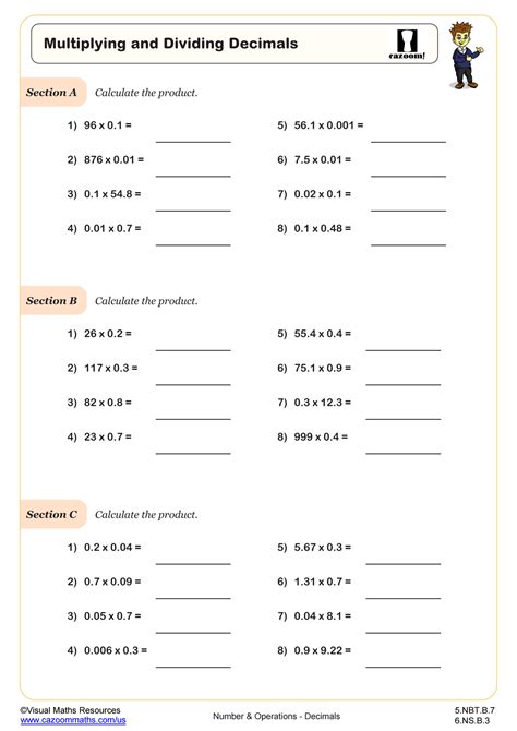 multiplication and division of decimal numbers class 5
