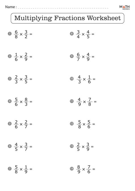 multiplying fractions activity sheet