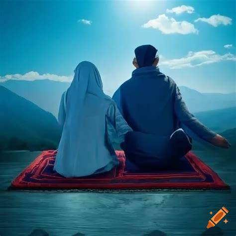 muslim couple praying