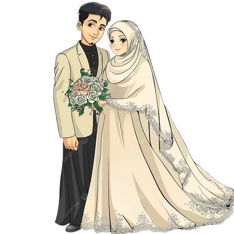 Ilustrasi pasangan muslim menikah