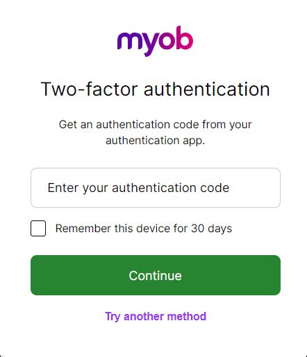 myob authentication code