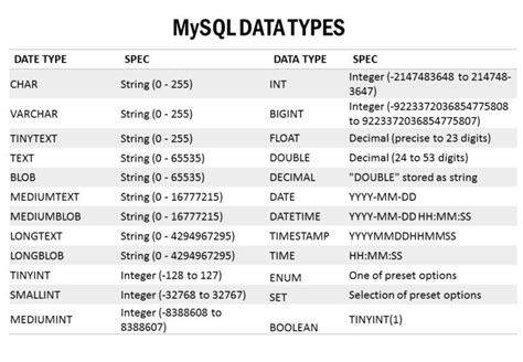 mysql numeric data types