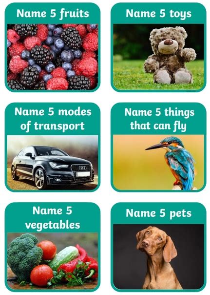 name 5 categories with answers