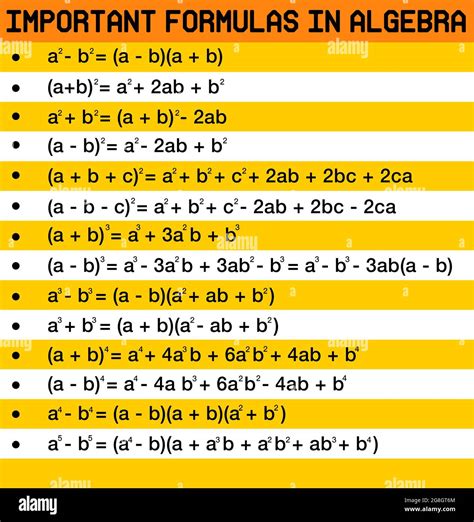 name and explain five math formulas