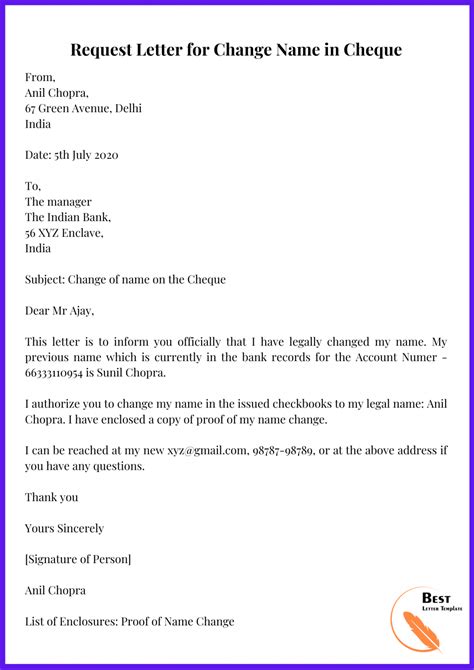 name change request letter format